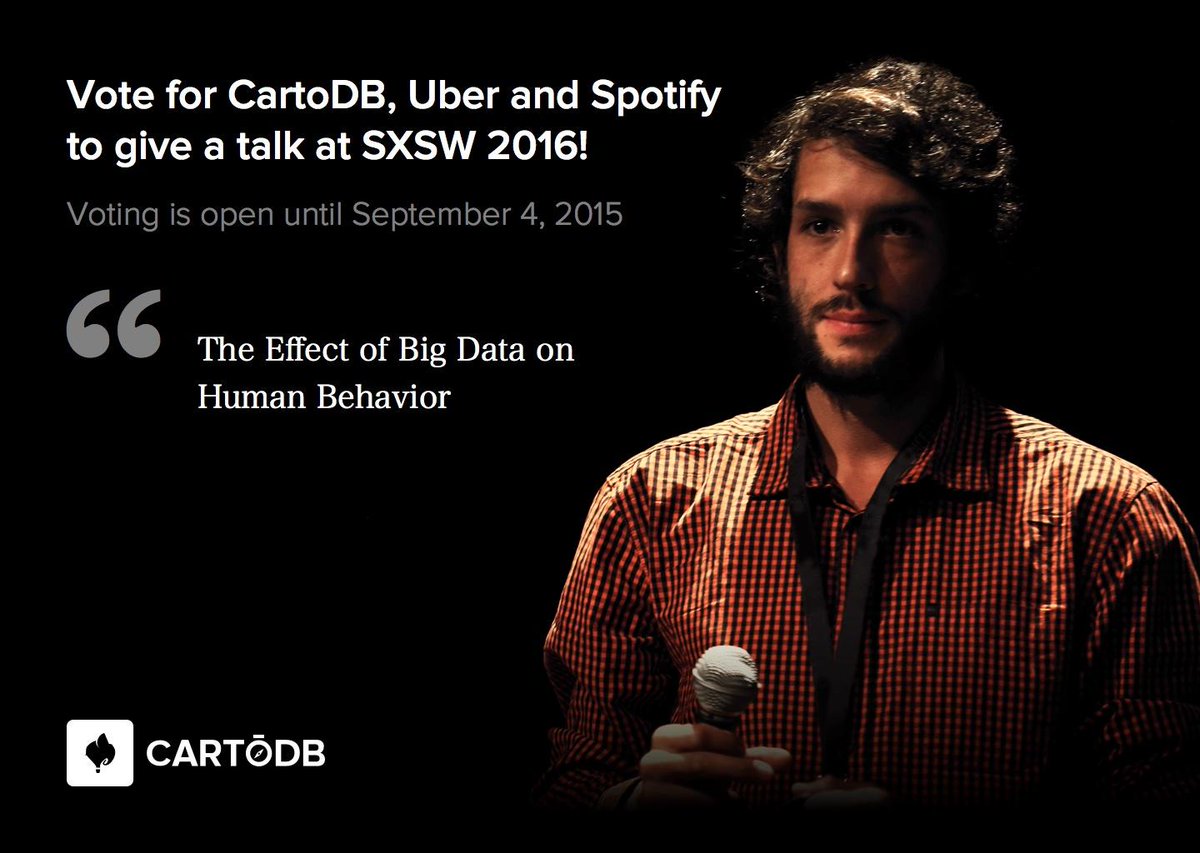 RT @cartoDB: How do #bigdata and humanism connect? Vote for @CartoDB's #SXSWpanel to find out. hubs.ly/H015djK0