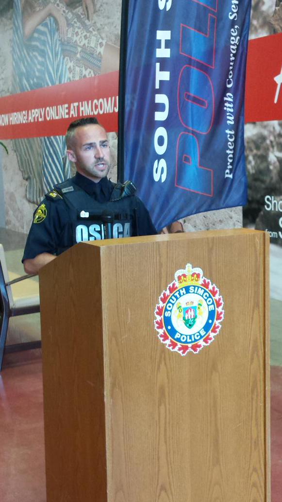 TFS_Wilson's tweet photo. @InspectorDewar speaking as we launch #OperationVALUE today. #partnerships @OntarioSPCA @SouthSimcoePS http://t.co/Sazm7W7y7O