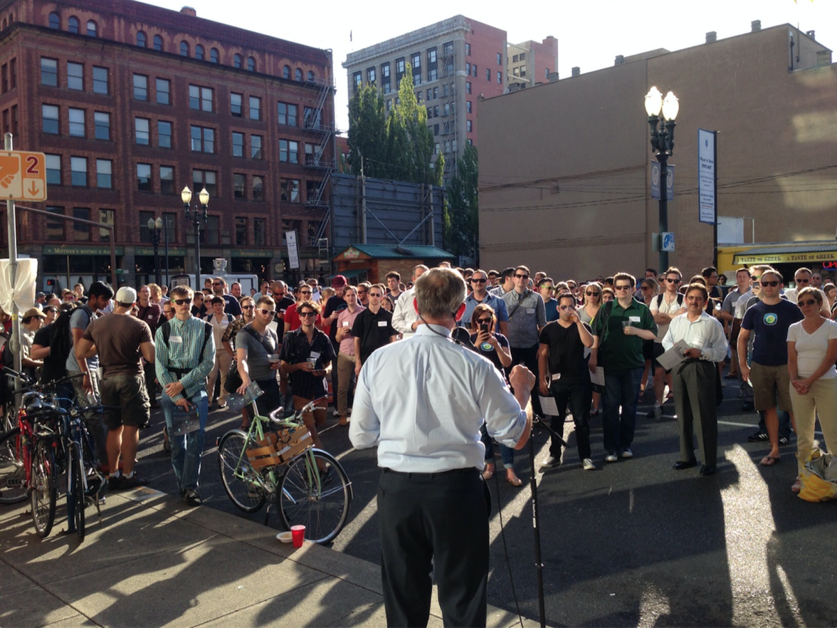 geekwire's tweet photo. Portland mayor kicks off TechCrawl, praises city for tech diversity push http://t.co/yDcMxARZ1W http://t.co/GCCDELSsHh