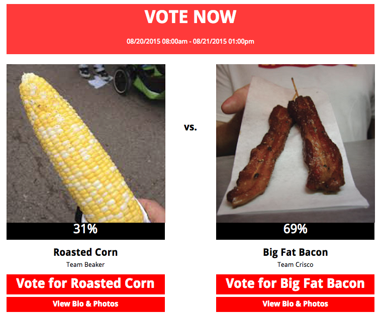 patlaeger's tweet photo. What the?!? What happened to corn being everyone's favorite at the @mnstatefair? #votecorn http://t.co/X5mDOIo5AC http://t.co/2VI8XEoSOJ