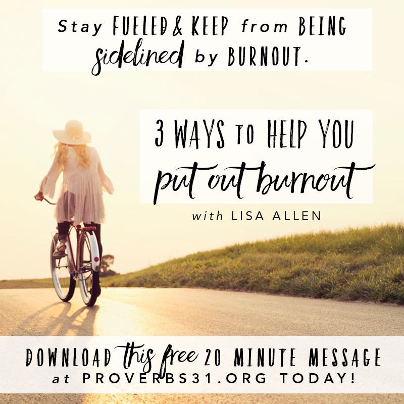 Proverbs31org's tweet photo. 3 Ways to Help You Put Out Burnout - FREE 20 minute message from @ljallen20: http://t.co/n4LonSzi8L http://t.co/CdNJ299Axk