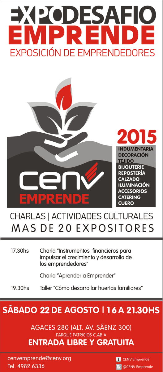 CENVeducacion's tweet photo. Expo Desafío Emprende 2015 
+ de 20 Stans | Charlas | Talleres | Comida | Eventos culturales
22/8, 16h | Agaces 280 http://t.co/WexRfoIkID