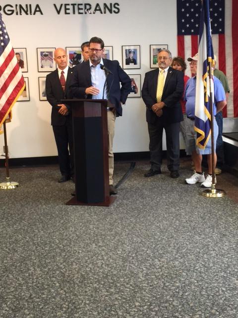 WVTARS's tweet image. TARS at the press conference this morning where we heard the Vets Against the Iran Deal plead their case.