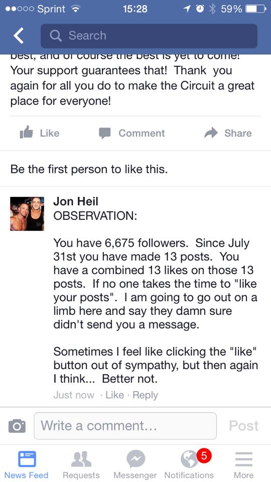 circuitparty's tweet photo. More fraud @JustCircuitMag as Facebook DJ’s and Promoters expose how irrelevant they are. http://t.co/vjDjBjWfiY