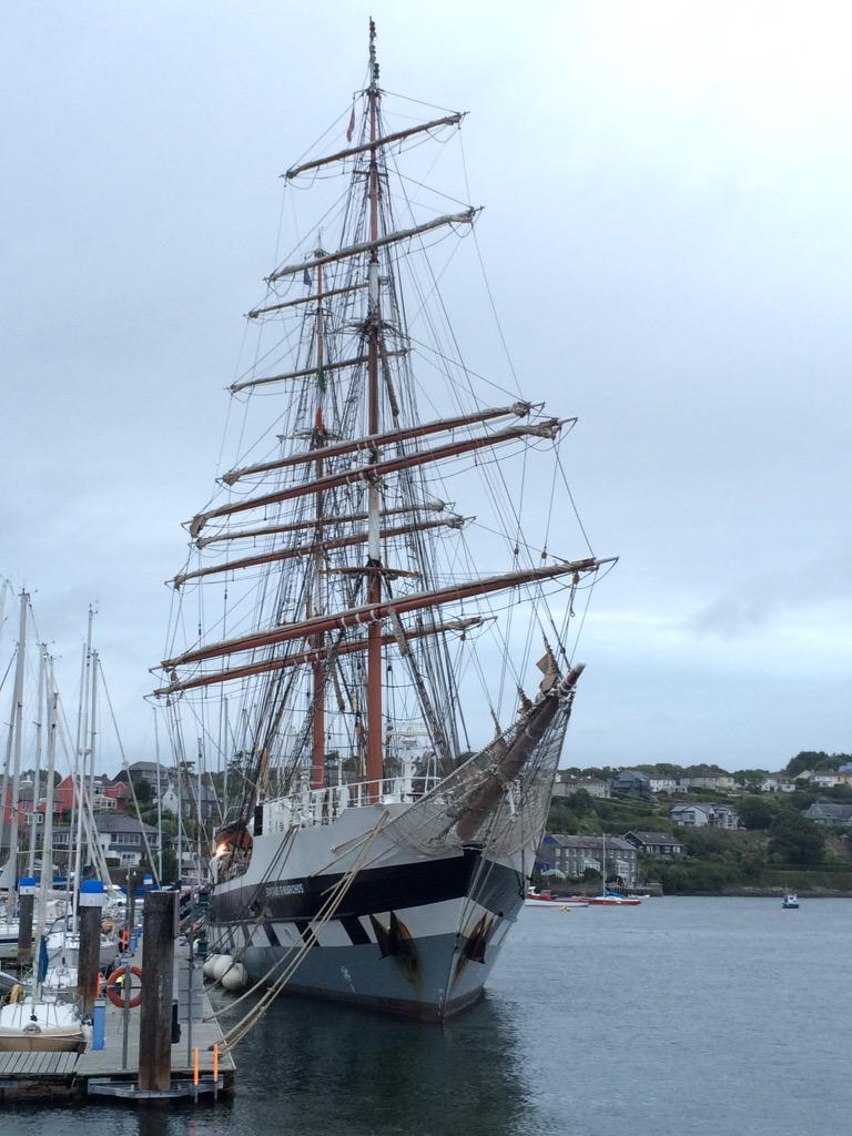 kinsalegraham's tweet photo. #Tallship Stavros S Niarchos in #Kinsale this evening http://t.co/uZwnBICFX2
