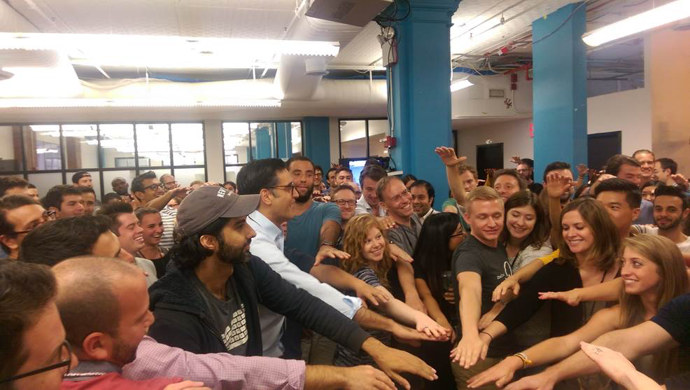 CyrusMassoumi's tweet photo. Humbled by today’s news and vote of confidence for ZocDoc’s work. Hands in to continue our mission #powertothepatient http://t.co/unxJizBUxQ