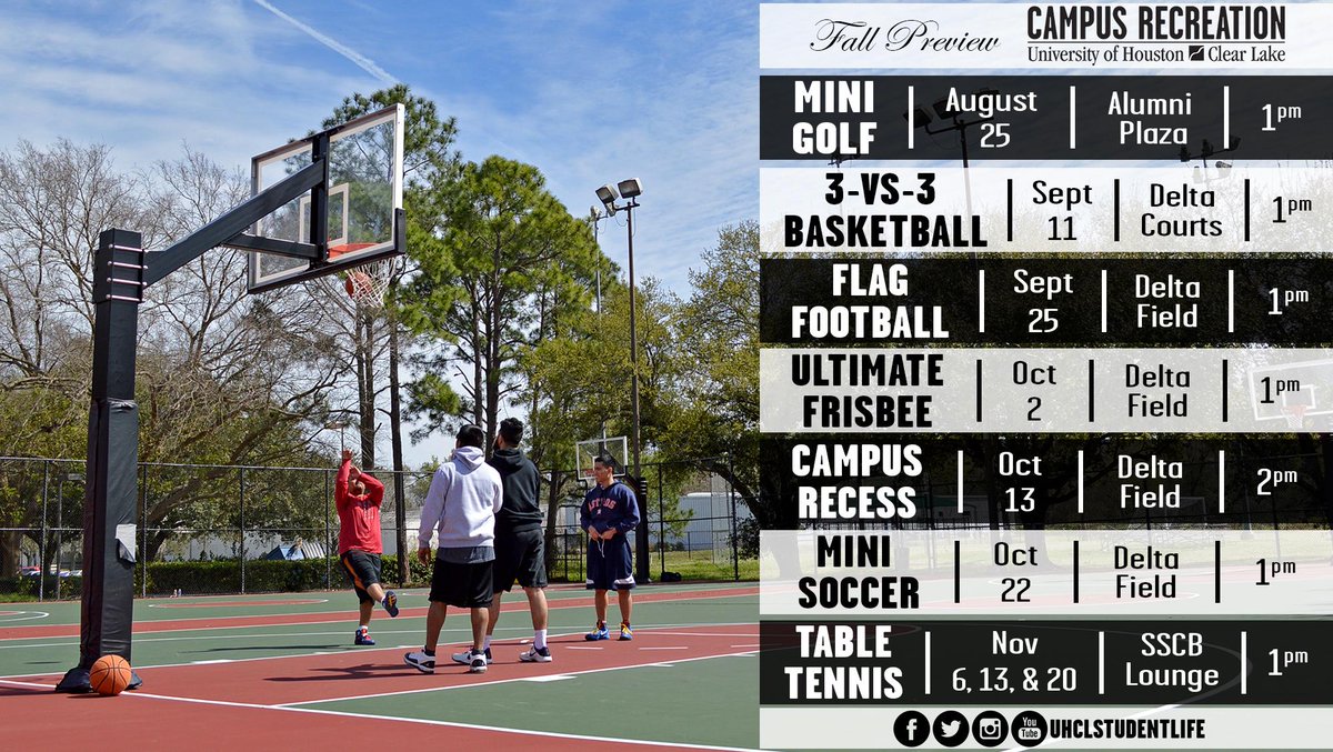 Get Active with Campus Recreation! #UHCL