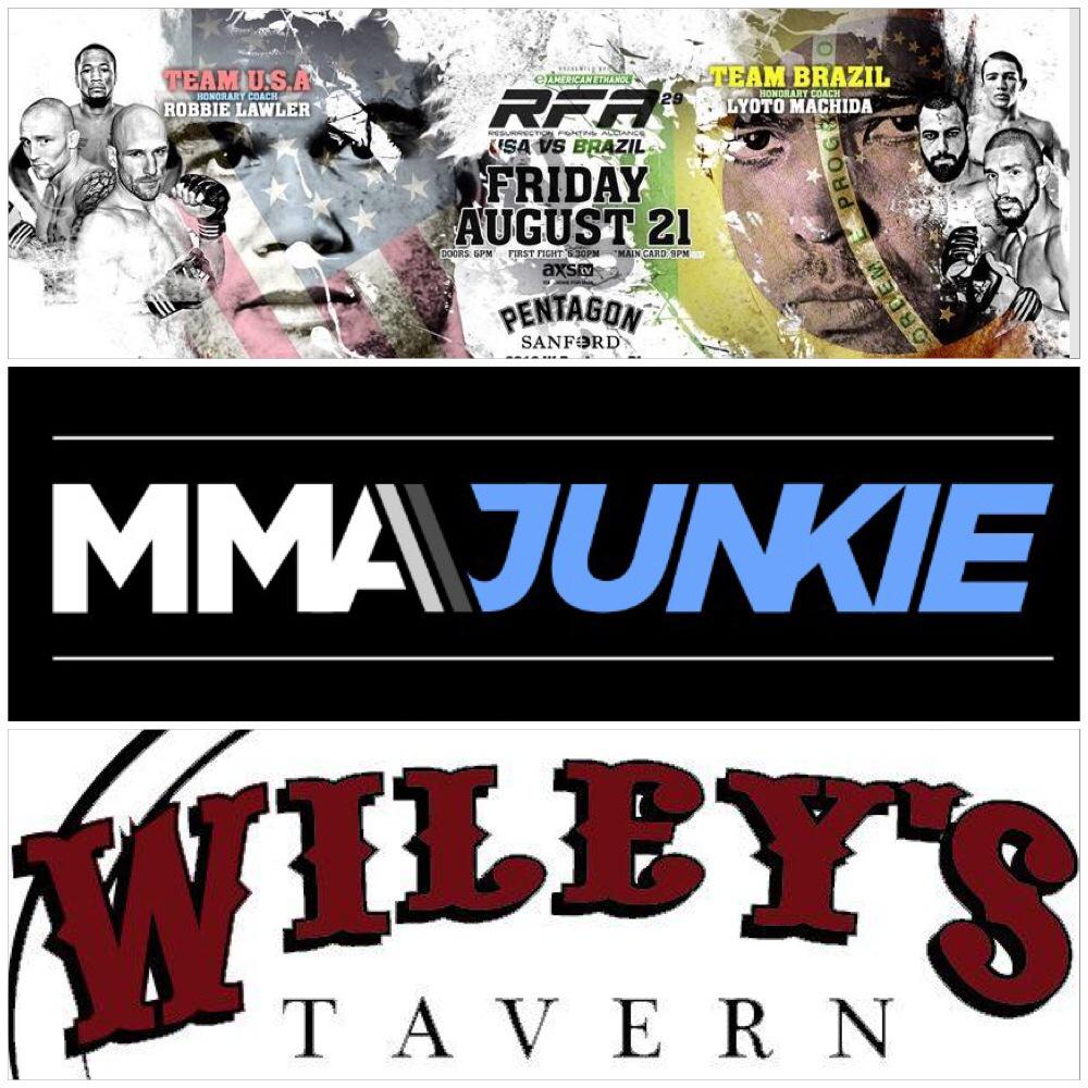 RFAfighting's tweet photo. #RFA29 weigh-ins will be streamed LIVE from @WileysTavern on @MMAjunkie at 7:30 p.m. ET! #MMA

http://t.co/HEImDajMi5 http://t.co/1tkJcFqaoR