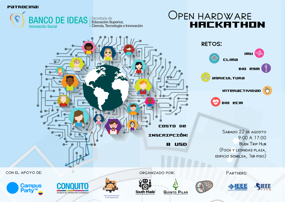 red_divulga's tweet photo. ¡Soluciones abiertas a bajo costo utilizando Open Hardware! Conocer retos Clima y Agricultura #OpenHardwareEC http://t.co/Z21nayh2xA