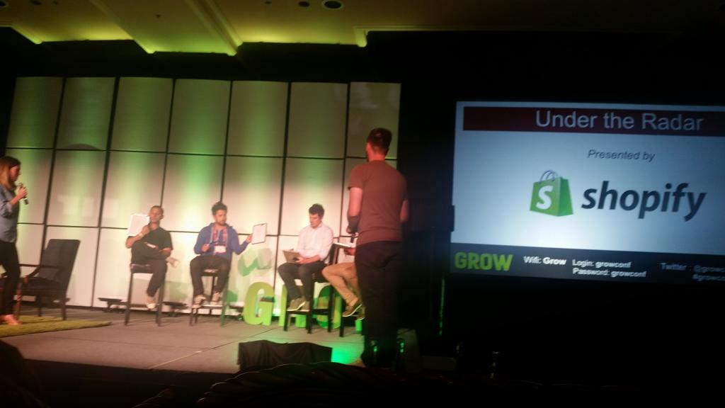 QuickBooksCA's tweet photo. Handing out scores with @harleyf and @mckanas on @ShopifyPartners Under the Radar finals. @GrowConf #growintuit http://t.co/DprFEF0x8K