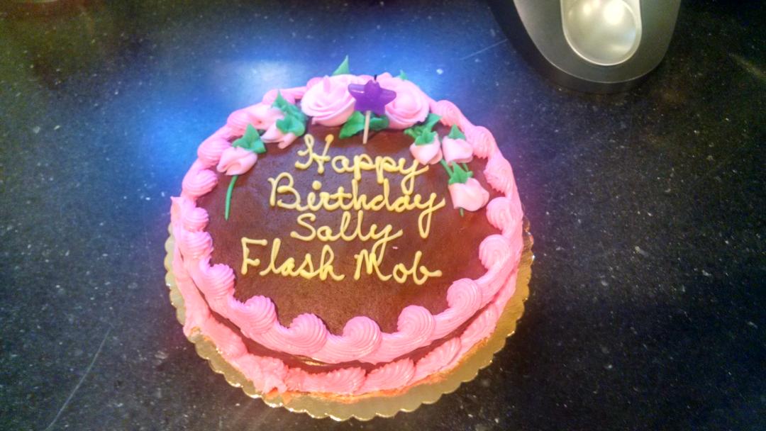 This was supposed to say \"Happy birthday Sally-slash-mom.\" Actually kind of like this better.  