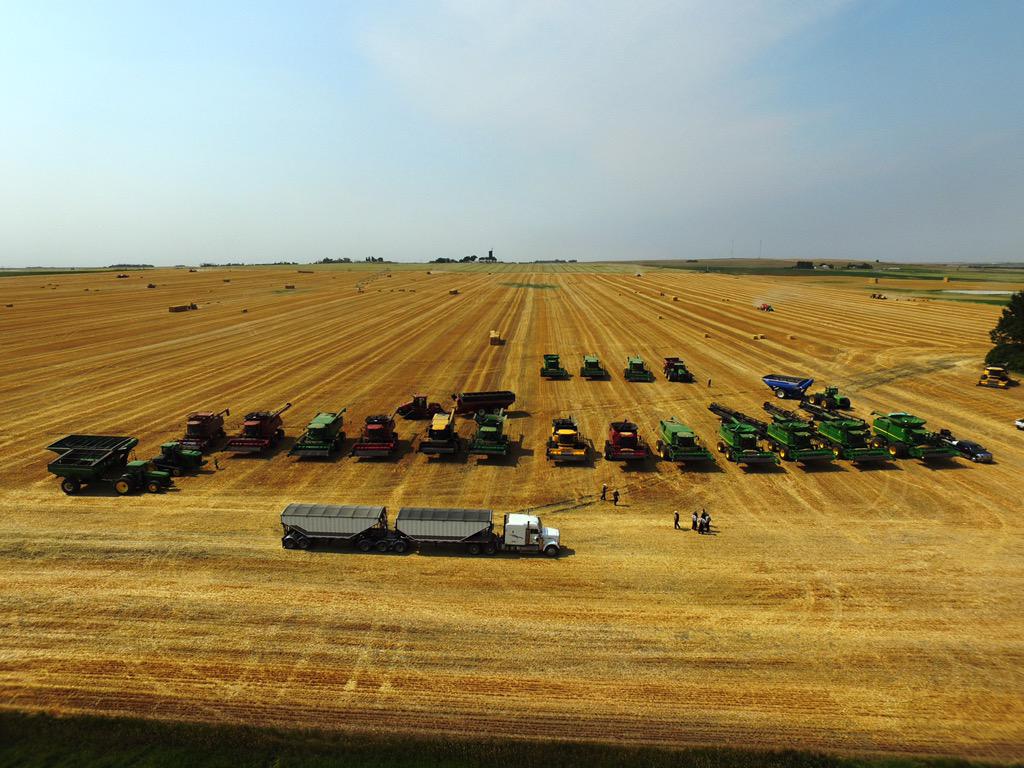 Picture Butte #Foodgrains harvest. 20 combines (some showed late), cleaned 150 acres in exactly 60 mins
#FeedTheWorld