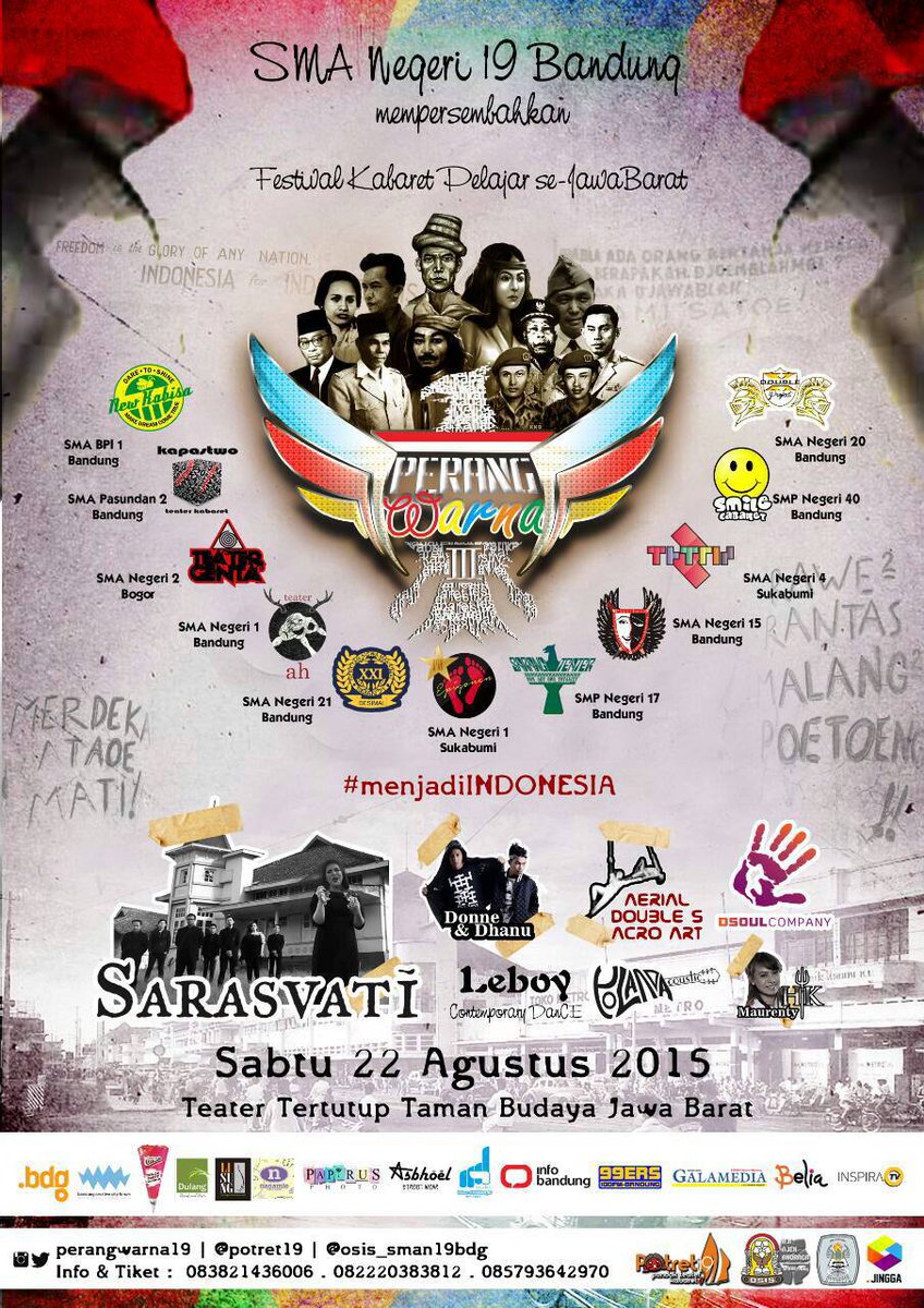 SMAN 19 Bandung present Festival Kabaret Pelajar se-JABAR "Perang Warna 3".
<a href="/perangwarna19/">PERANG WARNA 4</a> <a href="/potret19/">pondokteater&kabaret</a> @osis_sman19bdg