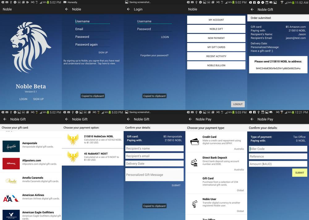 NobleCoin's tweet image. Beta 1 of end-to-end mobile payments, services and products for alternative currency users almost ready for public.