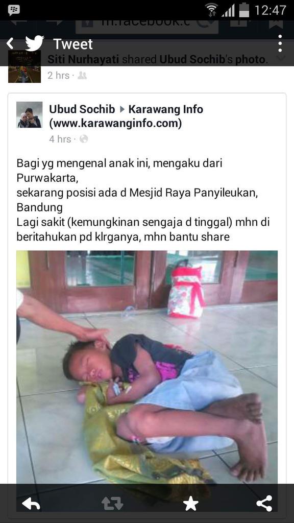 Konfirmasi dgn Polsek Panyileukan Bdg ttg anak  terlantar yg mengaku org Pwk <a href="/DediMulyadi71/">Kang Dedi Mulyadi</a> <a href="/saepuddin_09/">saepuddin</a> @HumasPWK