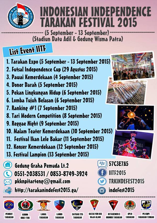 Tarakan_Promote's tweet photo. Jadwal Event IITF 2015 lainnya @trkIndefest2015 http://t.co/2qzECwhwSt