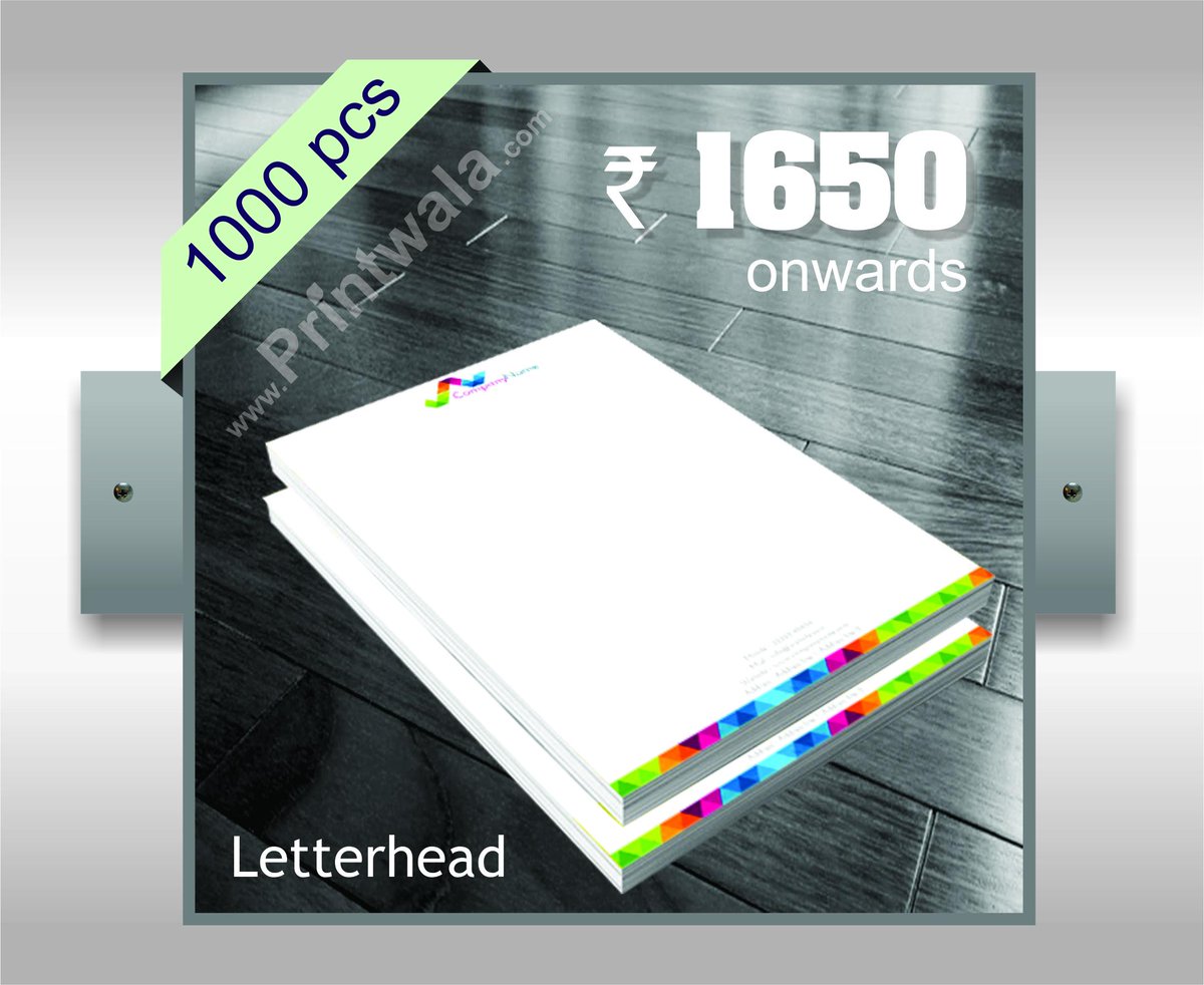 Multicolour Printed Letterhead 1000 pieces @ Rs. 1650
To order Online - log on to printwala.com/letterhead_pri…