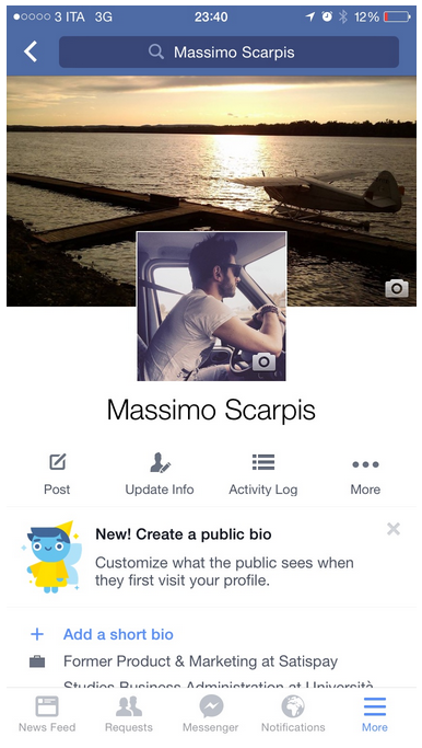 isabellemathieu's tweet photo. #Facebook​ teste un design pour les profils sur mobile avec une bio publique http://t.co/T6x40ykd7k http://t.co/7JzSDncRxI
