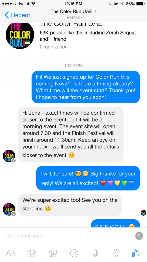 jenamvitacion's tweet image. Completely Excited! ❤️💜💙💚💛 #ColorRunUAE #weshine