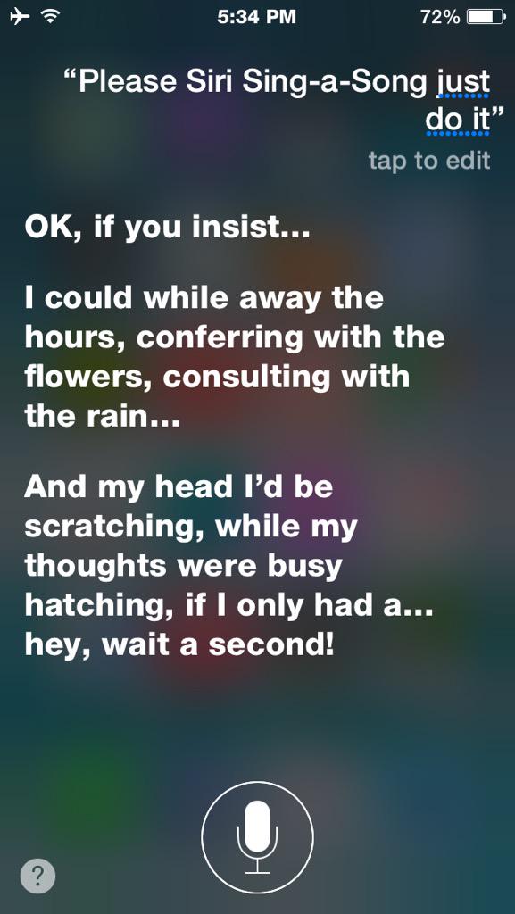 Hardikpoudel's tweet photo. At last #siri did sing for me http://t.co/9MSJ8bYJqZ