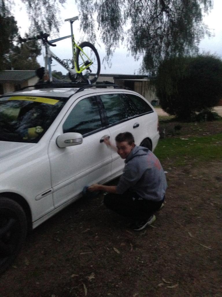 Preparing the team car for tomorrow's race. <a href="/SCcycling/">Service Course LLC</a> #TOKV15