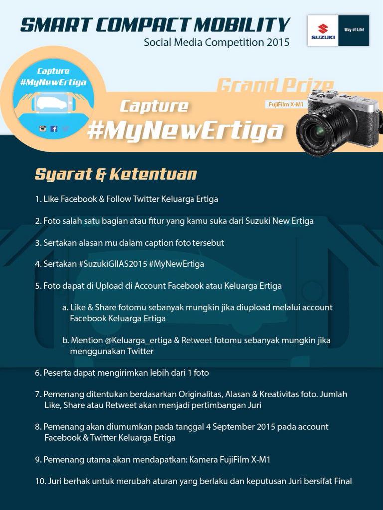 Keluarga_Ertiga's tweet photo. Banyak perubahan baru dari #MyNewErtiga yang bisa kamu jadiin alasan untuk menangin FujiFilem X-M1. #SuzukiGIIAS2015 http://t.co/U2TRfoKjdz