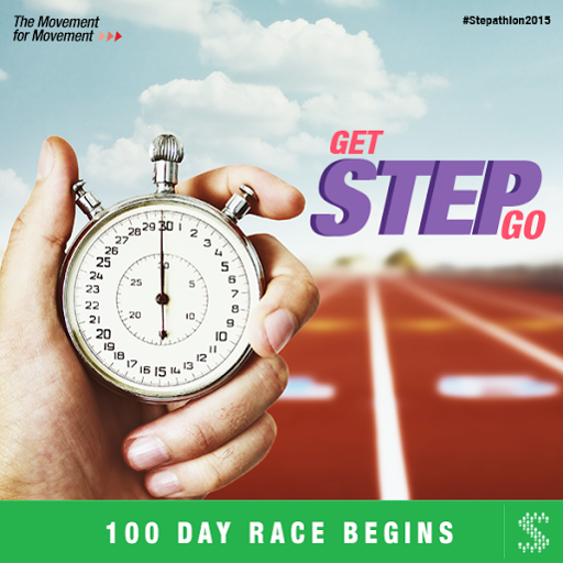 Stepathlon's tweet photo. We've taken off! The #100DayRace has begun…may the best Stepathlete win. #Stepathlon2015 #GetStepGo http://t.co/6rPXgudJSg