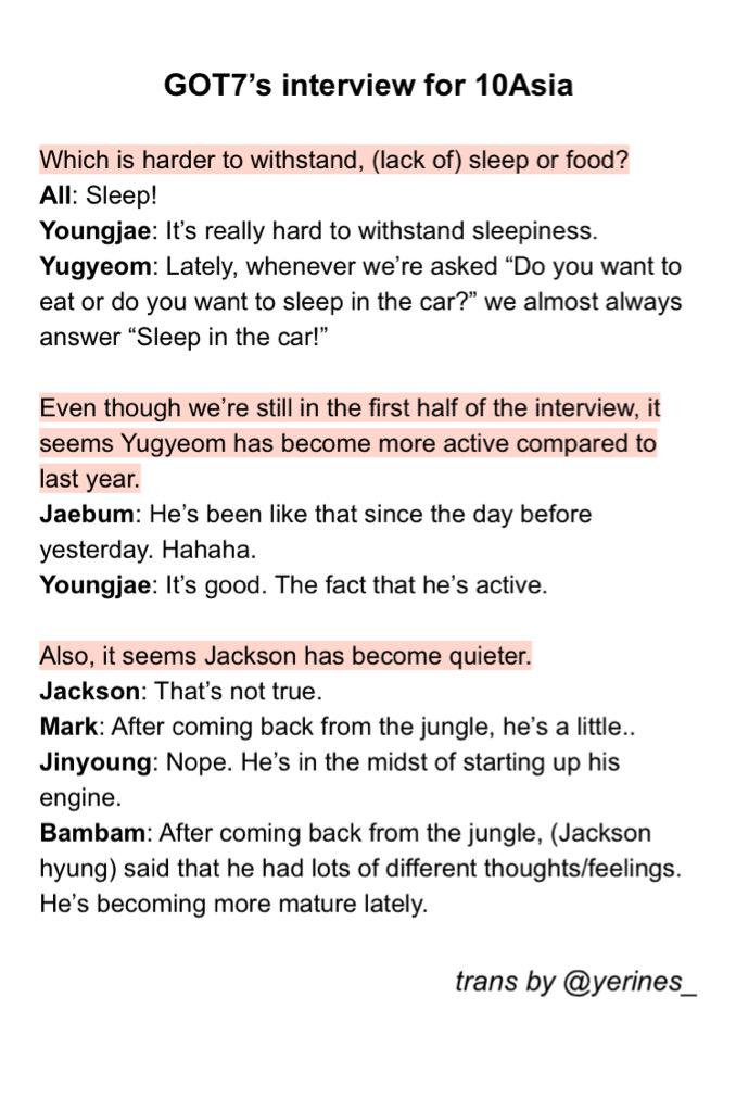 yerines_'s tweet photo. [TRANS] got7's interview for 10asia 🌸 part 1 🍃 http://t.co/rk6Lxg5oIh