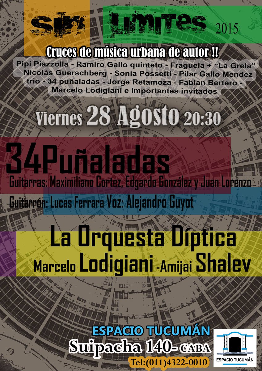 Señoras y señores, no se olviden que el viernes 28 tocamos en <a href="/EspacioTucuman/">Espacio Tucumán</a>
20:30 hs en Suipacha 140, CABA.
RT!