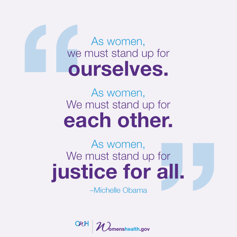 womenshealth's tweet photo. “As women, we must stand up for justice for all.” 

–@MichelleObama
#IncredibleWomen
#WomensEqualityDay http://t.co/pPpkYoAZoH