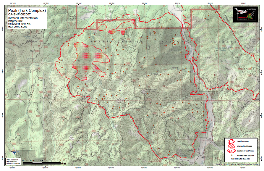 ShastaTrinityNF's tweet photo. #ForkComplex Infrared maps for the Rail/Shiell and Peak fire from last night flight http://t.co/3ZeEtzggYs