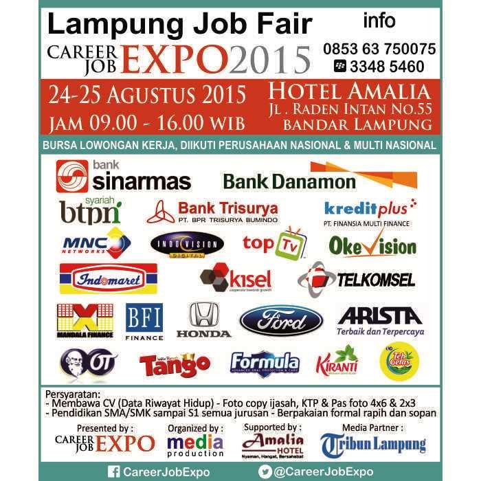 UPDATE: #JobFair #Lampung 24Ags15 jm9 HotelAmalia <a href="/CareerJobExpo/">Career Job Expo CDS - Job Fair</a> pin33485460 goo.gl/rVESev <a href="/PrabuUpdate/">PrabumulihUpdate</a>