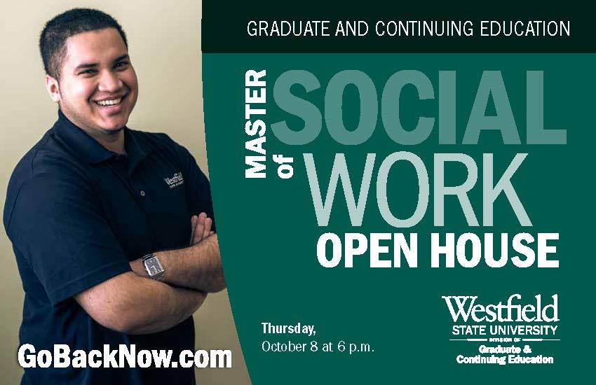 WestfieldState's tweet image. Meet faculty and learn about the #WestfieldState Master of #SocialWork program at our October 8 open house.