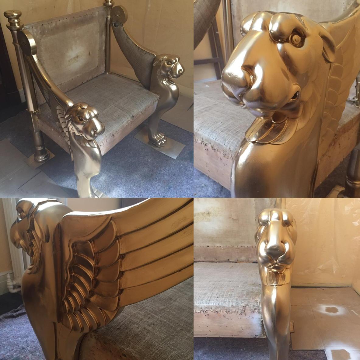 OffbeatF's tweet image. Masonic throne restoration project, just had 1coat of Montana chrome gold spraypaint will be having 2 more coats!
