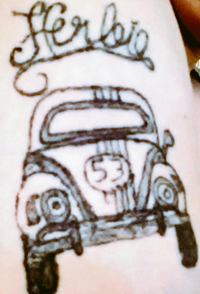 CountryLad15's tweet photo. My most popular tattoo. Yet I think it looks like crap. #Tattoo #HerbieFullyLoaded #NeedsFixed #TouchUp http://t.co/YzrdCVXMk9