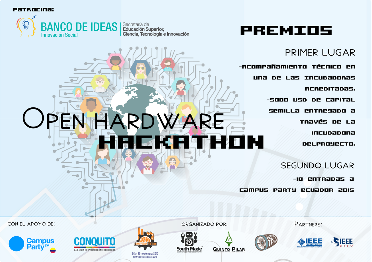 red_divulga's tweet photo. ¡Estos son los premios #OpenHardwareEC Hackathon! ¿Ya te inscribiste? Más info aquí http://t.co/ebFQi0kvP5 http://t.co/kRF5BYw9a9