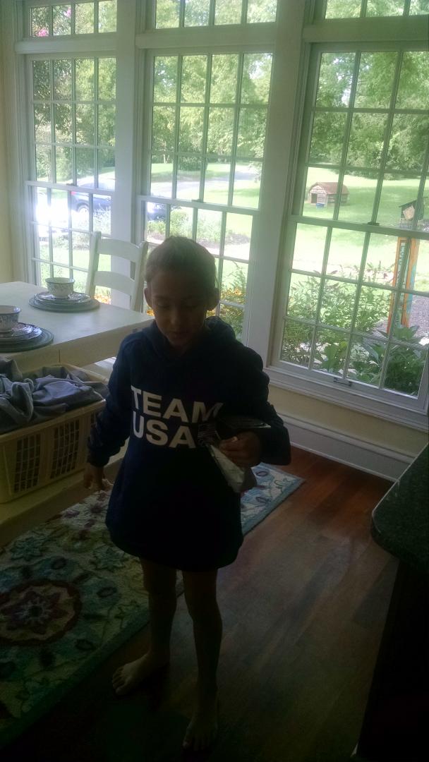 Future Olympian Olivia Kennedy hammering down some nutrients before gymnastics practice!