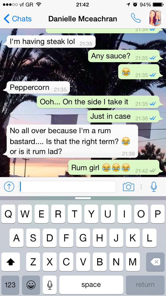BJ_07's tweet photo. Ah... Look @Dmceachran embracing some of the lingo #RumGirl 😂 http://t.co/isZeK5wLWC