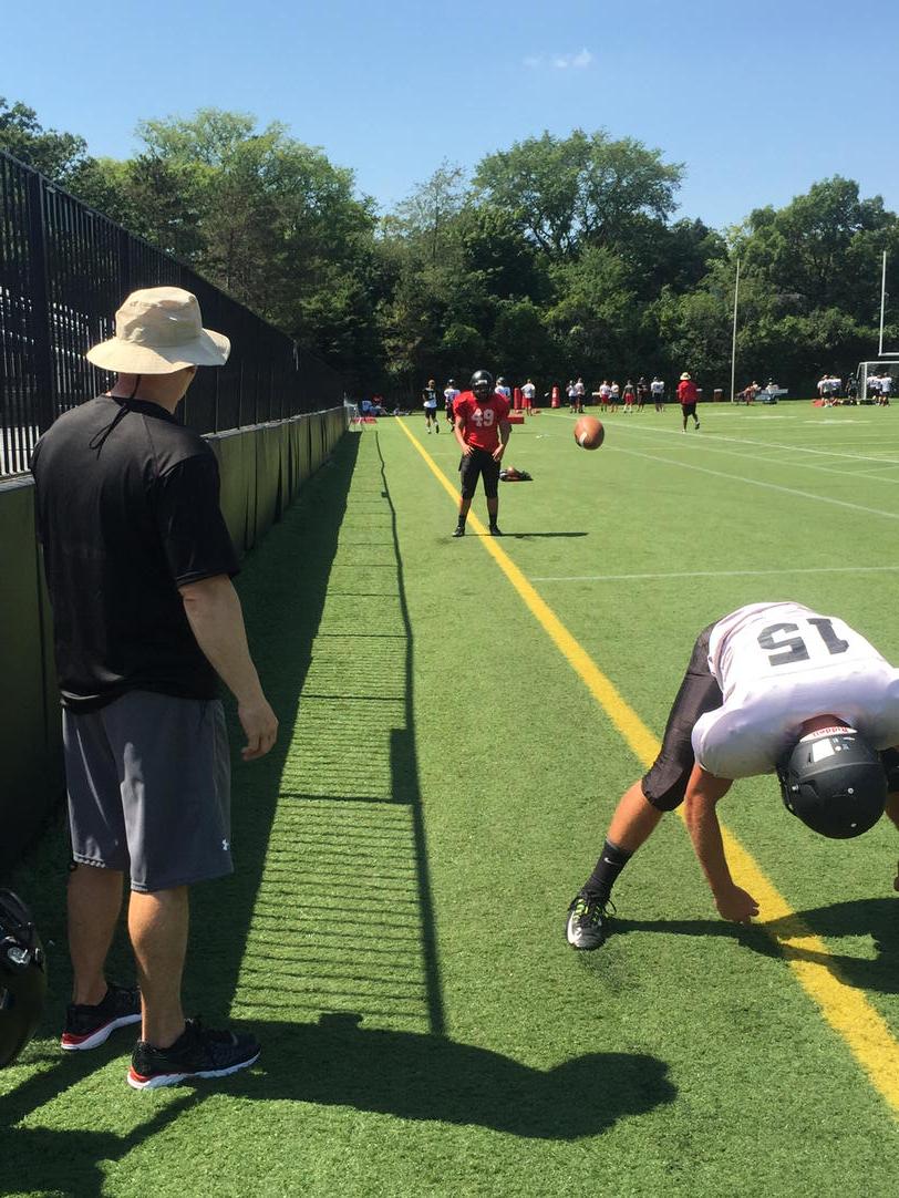 LFC_FOOTBALL's tweet photo. Coach Pease working with the long snappers #BeTheMark http://t.co/ihKsGJvBGN
