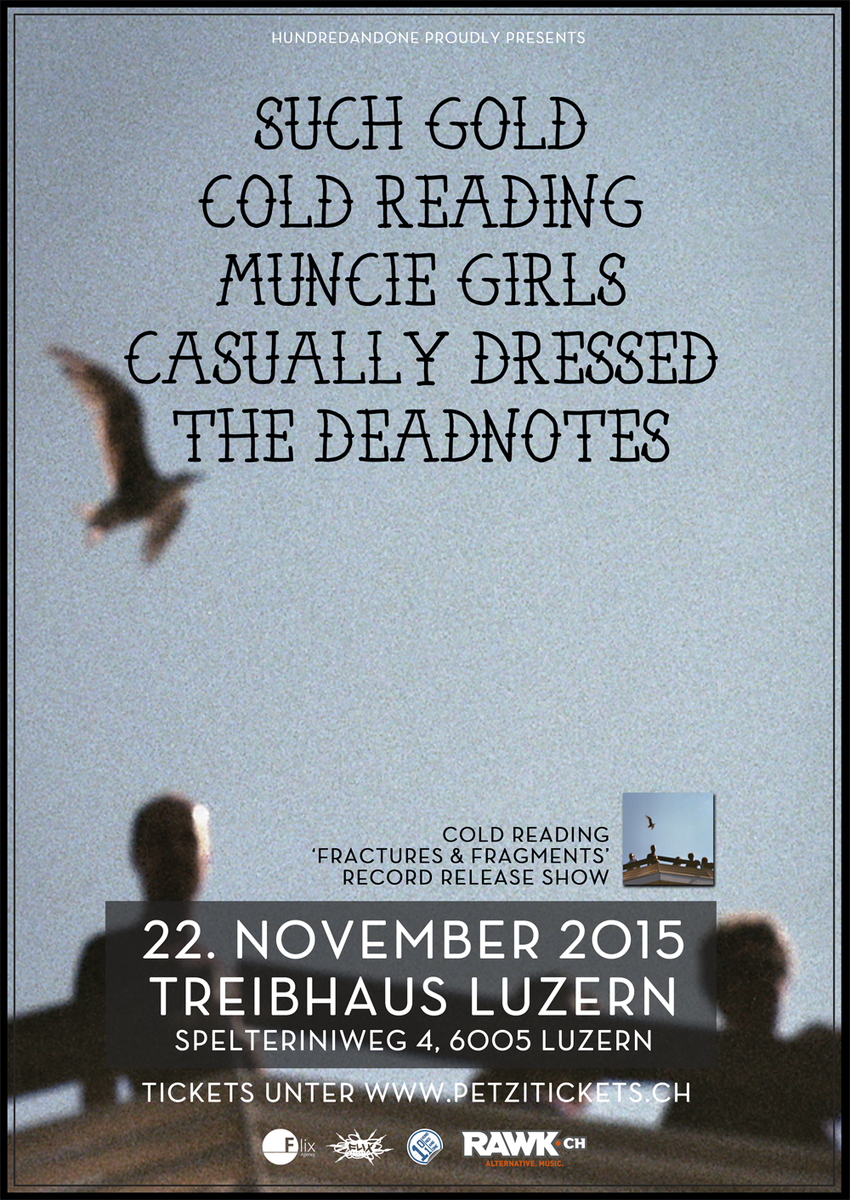 FlixAgency's tweet photo. Große #Releaseparty von @coldreadingband mit @suchgold, @CDBandFR, @munciegirls & #deadnotes.Tickets: petzitickets.ch http://t.co/gv1YYLILqm