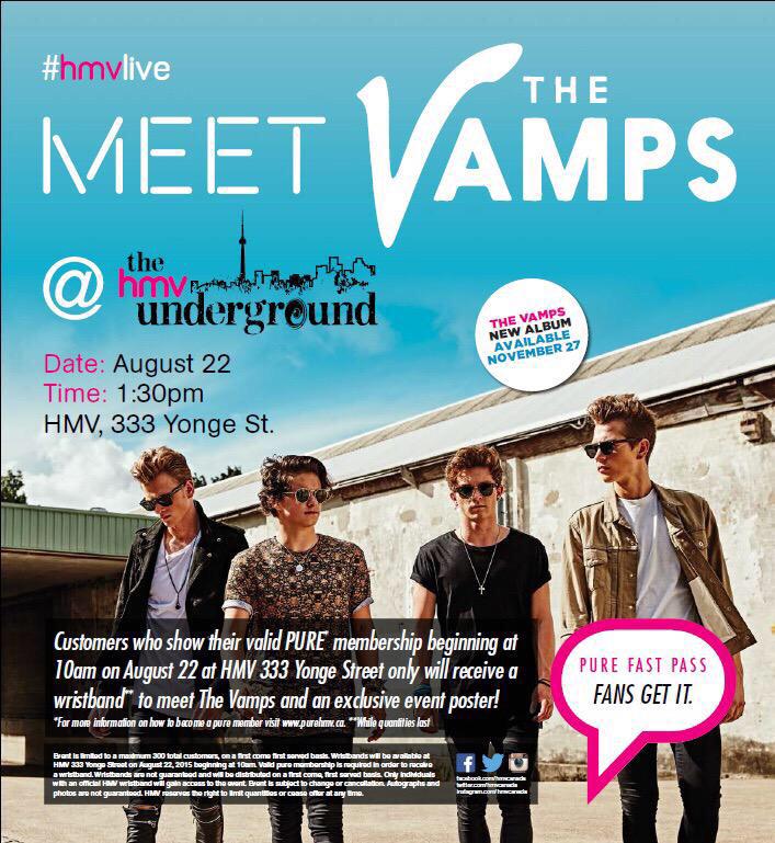 TheVampsband's tweet image. 🇨🇦 We will be at HMV, 333 Young Street tomorrow! See you there! 👍