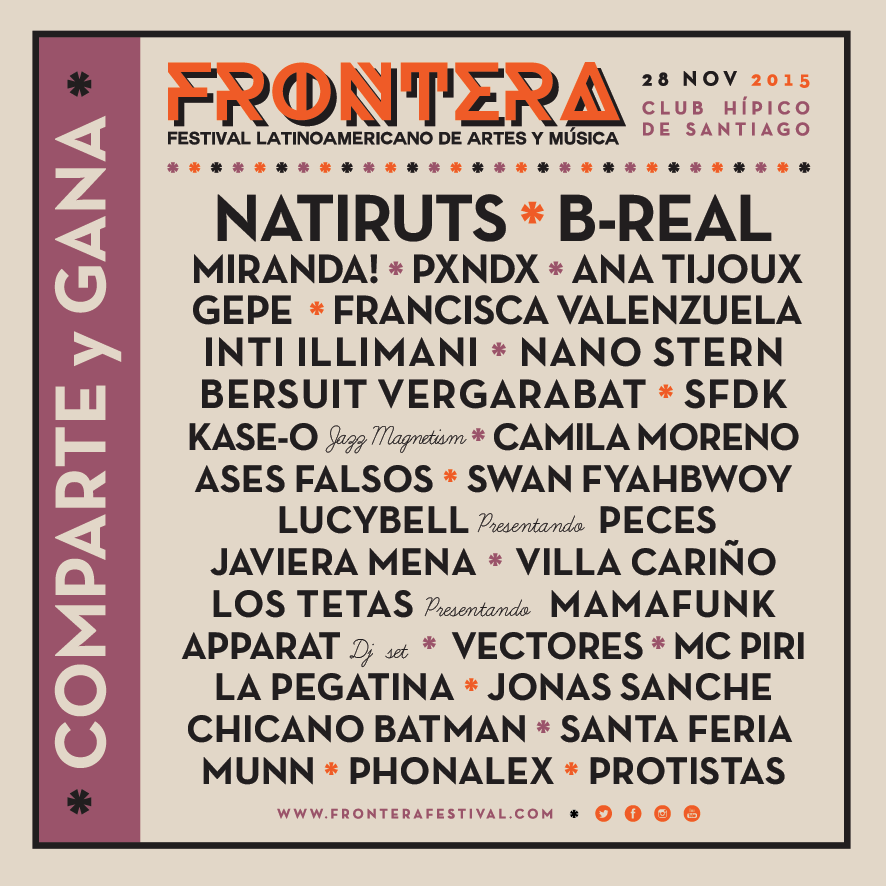 tuiterfrontera's tweet photo. ¿Quieres Conocer a las bandas de #Frontera2015 ?
RT + #Frontera2015 + tus 3 favoritas!
Gana ENTRADAS y M&amp;G http://t.co/Aq80jAlK2V