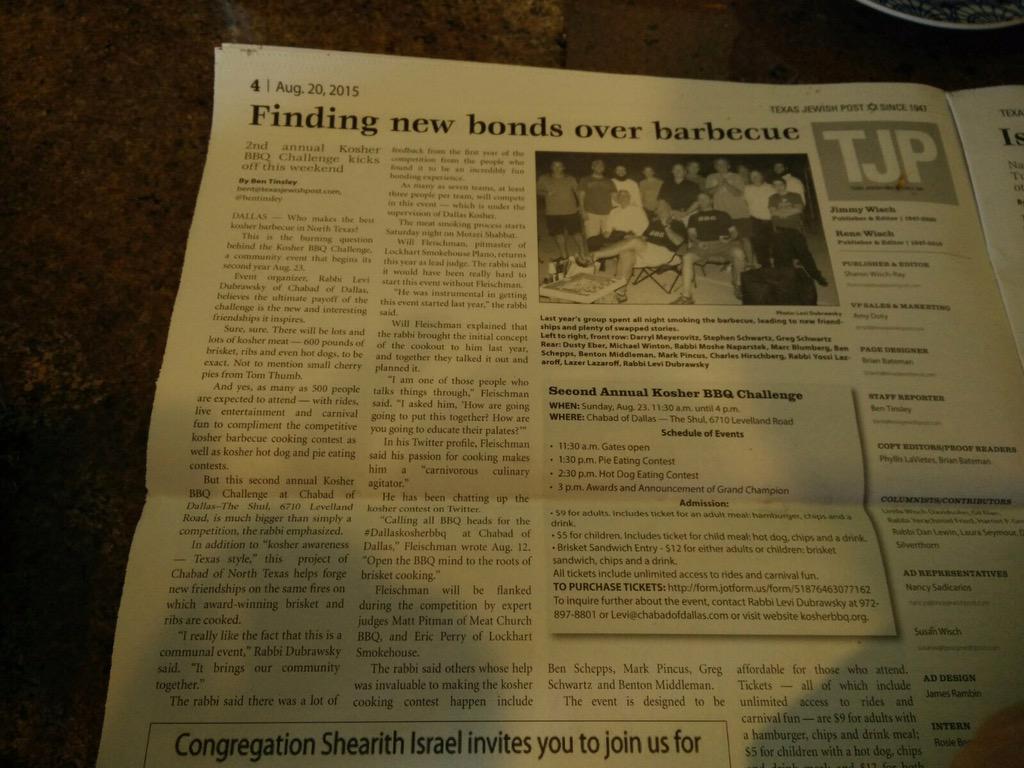 DallasKosherBBQ's tweet image. @BenTinsley great article in this weeks @TexasJewishPost