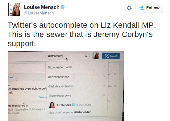 robmanuel's tweet photo. The little X by each of these phrases means these are @LouiseMensch's own searches and NOT autocompletes http://t.co/k24QbtfLmN