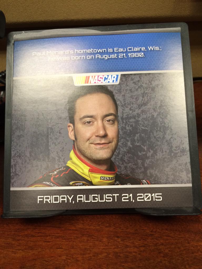 This is as good as it gets. A smile from Paul Menard. Happy Birthday 