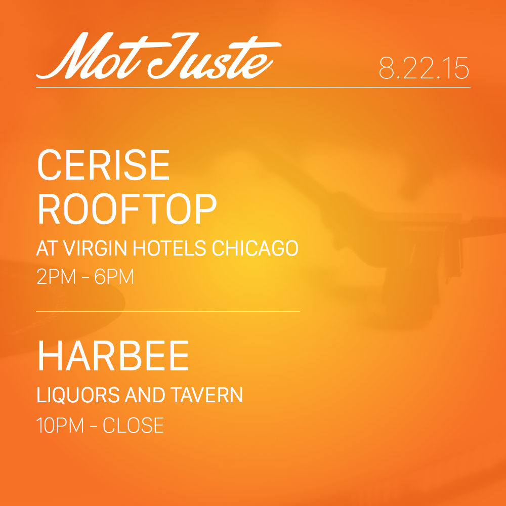 motjustemusic's tweet photo. 2 amazing venues this weekend. @Ceriserooftop & @HarbeeLiquors. Couldn't be more excited. #chirep #motjustemusic http://t.co/1XNsCtNgFG