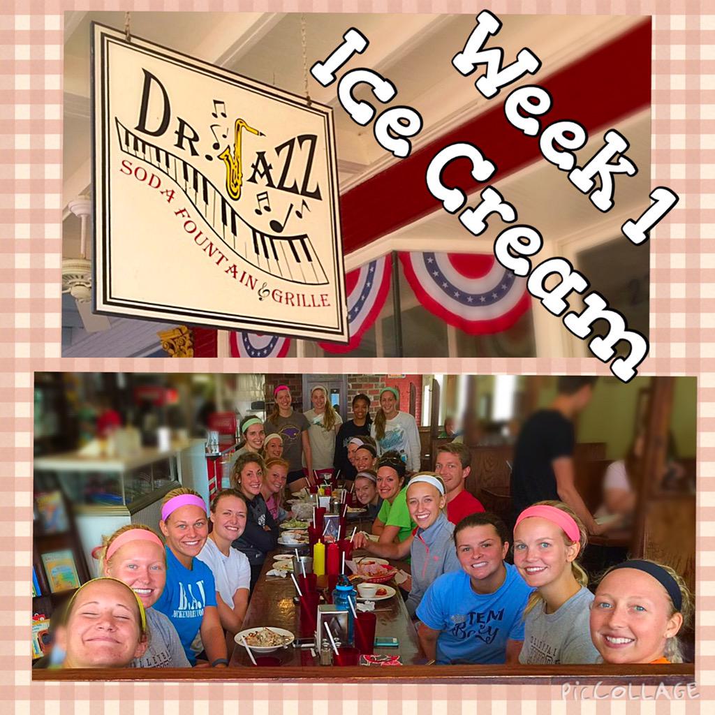 McKvolleyball's tweet photo. Day 5, session 8 complete. Team lunch & ice cream at Dr. Jazz before GLVC/MIAA scrimmage Saturday.#grapetrain #Cats👏🏽 http://t.co/nqXh2gmkgP