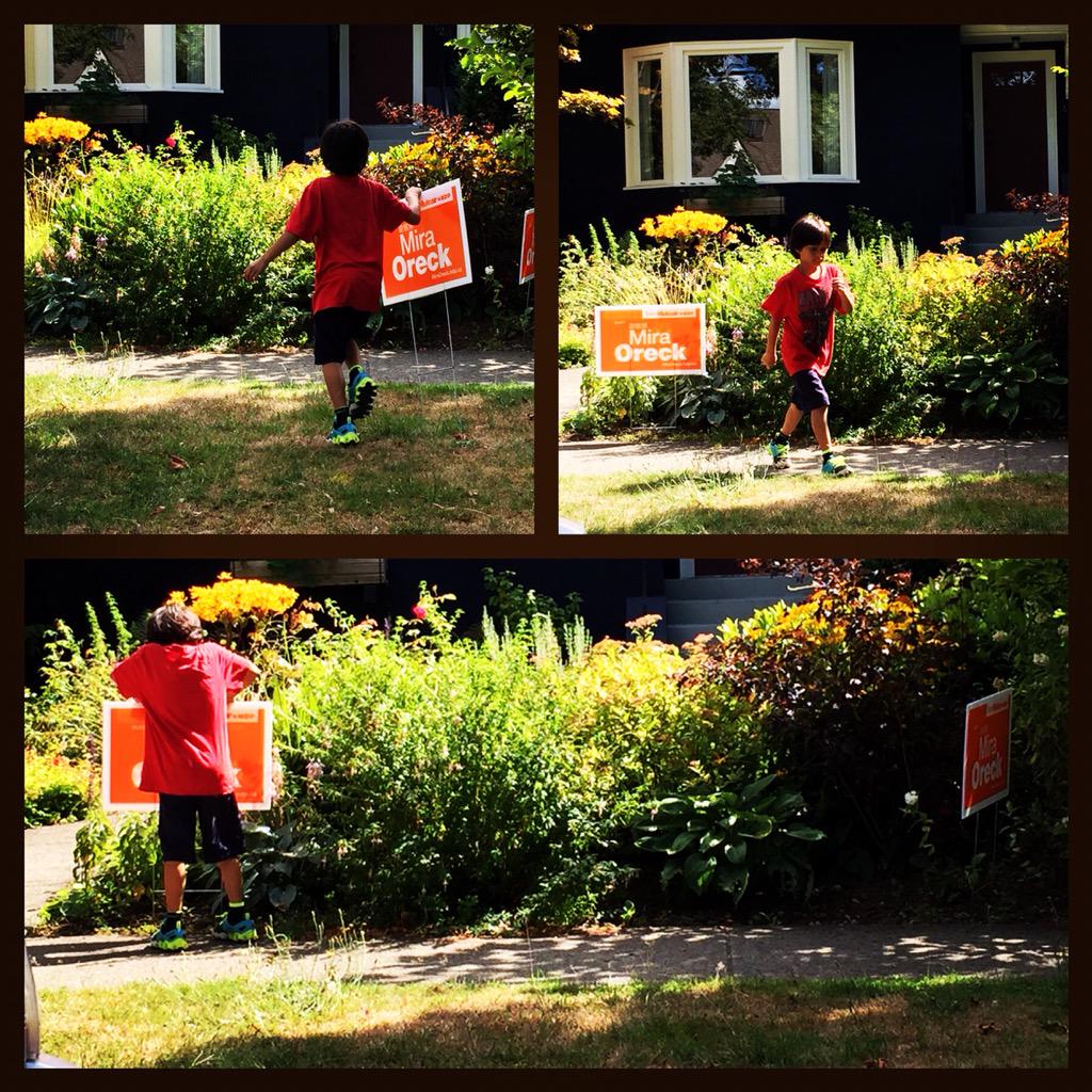 kylaepstein's tweet photo. Sign delivery for #TeamOreck #ReadyforProgress #NDP #cdnpoli @miraoreck @NDP_HQ http://t.co/r1mjQzZ8NL