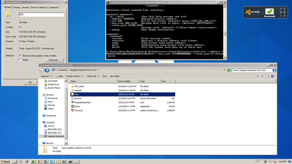 RyanARaymond's tweet photo. Firing up @storjproject client version 1.0.8 5 GB of data stored so far...working my way up to 3.5 TB http://t.co/loF6PydDdc