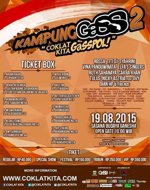 "Kampus GaSS 2"
-Dari Seniman untuk Seniman-

Yuu ah di cek tiket" nya. Dan jgn lupa di beli, sekalian kita beramal.